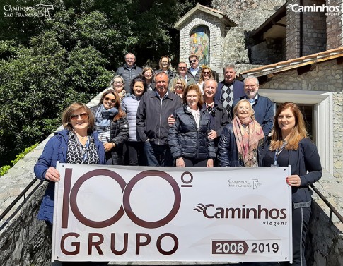 Família Caminhos no Santuário do Presépio, Greccio, Itália