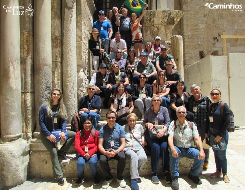 Família Caminhos na Basílica do Santo Sepulcro, Jerusalém, Israel