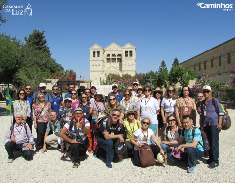 Família Caminhos na Basílica da Transfiguração, Monte Tabor, Israel