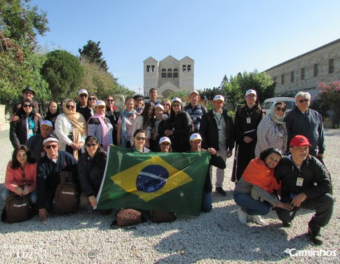 Família Caminhos na Basílica da Transfiguração, Monte Tabor, Israel