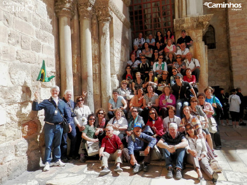 Família Caminhos na Basílica do Santo Sepulcro, Jerusalém, Israel