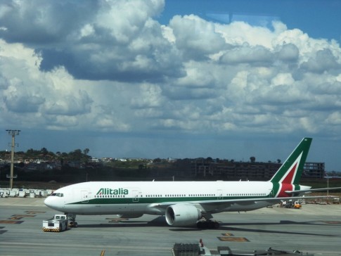 Este foi o avião que nos trouxe à Itália.